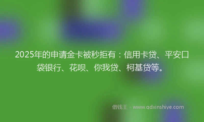 2025年的申请金卡被秒拒有：信用卡贷、平安口袋银行、花呗、你我贷、柯基贷等。