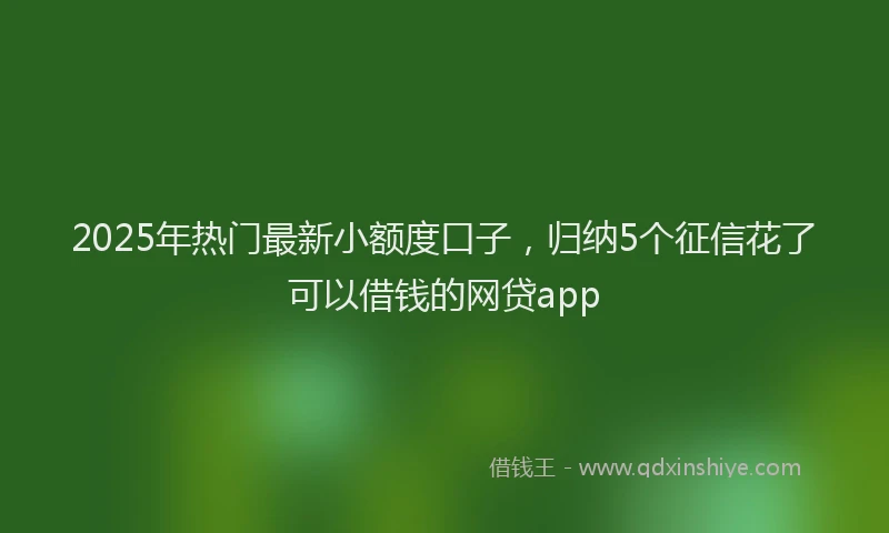 2025年热门最新小额度口子，归纳5个征信花了可以借钱的网贷app