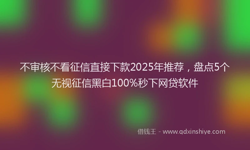 不审核不看征信直接下款2025年推荐，盘点5个无视征信黑白100%秒下网贷软件