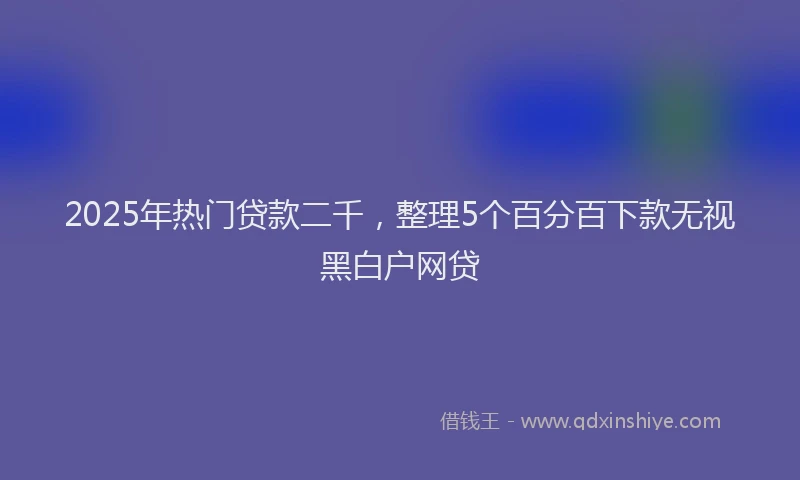 2025年热门贷款二千，整理5个百分百下款无视黑白户网贷
