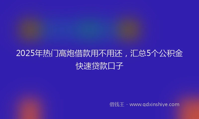 2025年热门高炮借款用不用还，汇总5个公积金快速贷款口子