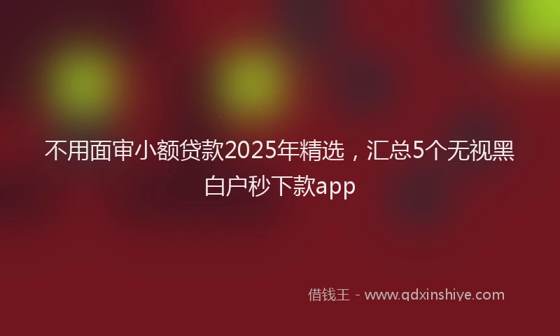 不用面审小额贷款2025年精选，汇总5个无视黑白户秒下款app