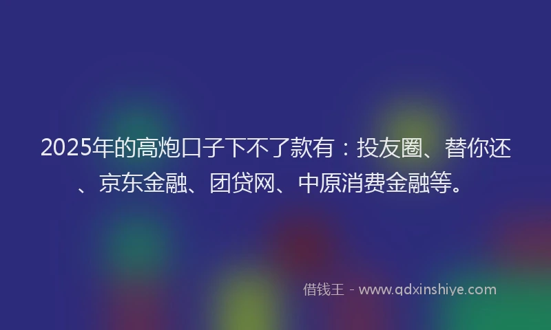 2025年的高炮口子下不了款有：投友圈、替你还、京东金融、团贷网、中原消费金融等。