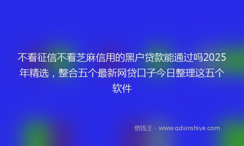 不看征信不看芝麻信用的黑户贷款能通过吗2025年精选，整合五个最新网贷口子今日整理这五个软件
