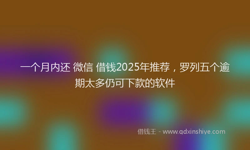一个月内还 微信 借钱2025年推荐，罗列五个逾期太多仍可下款的软件