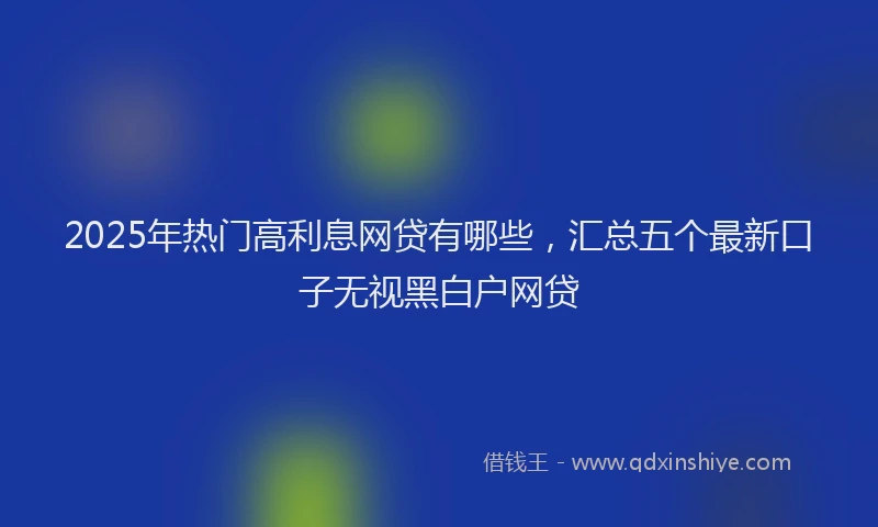 2025年热门高利息网贷有哪些，汇总五个最新口子无视黑白户网贷