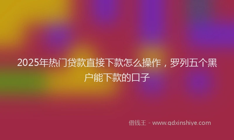 2025年热门贷款直接下款怎么操作，罗列五个黑户能下款的口子