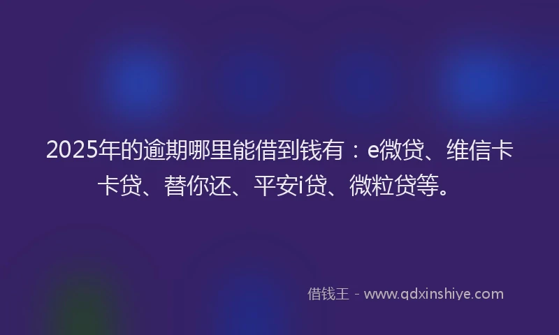 2025年的逾期哪里能借到钱有：e微贷、维信卡卡贷、替你还、平安i贷、微粒贷等。