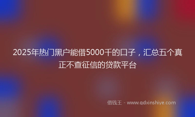 2025年热门黑户能借5000千的口子，汇总五个真正不查征信的贷款平台