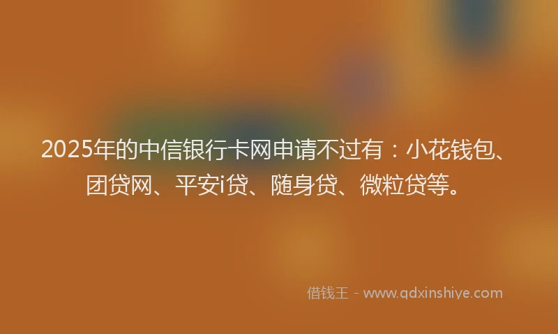 2025年的中信银行卡网申请不过有：小花钱包、团贷网、平安i贷、随身贷、微粒贷等。
