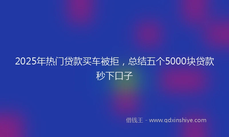 2025年热门贷款买车被拒，总结五个5000块贷款秒下口子