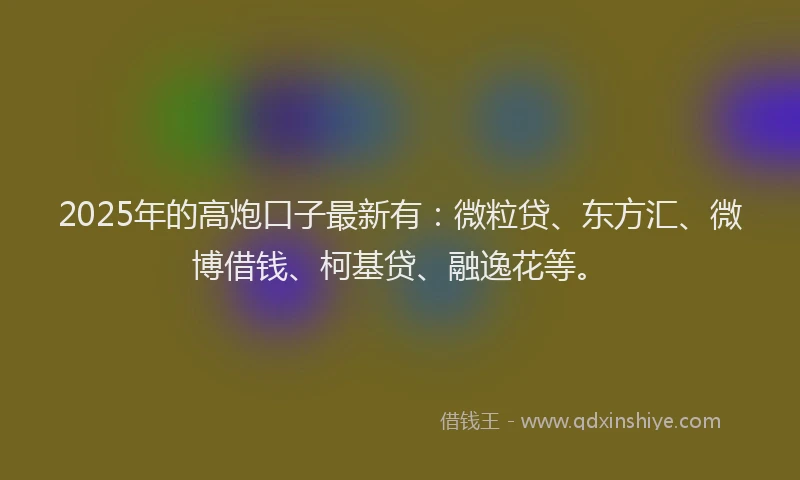 2025年的高炮口子最新有：微粒贷、东方汇、微博借钱、柯基贷、融逸花等。