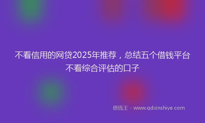 不看信用的网贷2025年推荐，总结五个借钱平台不看综合评估的口子