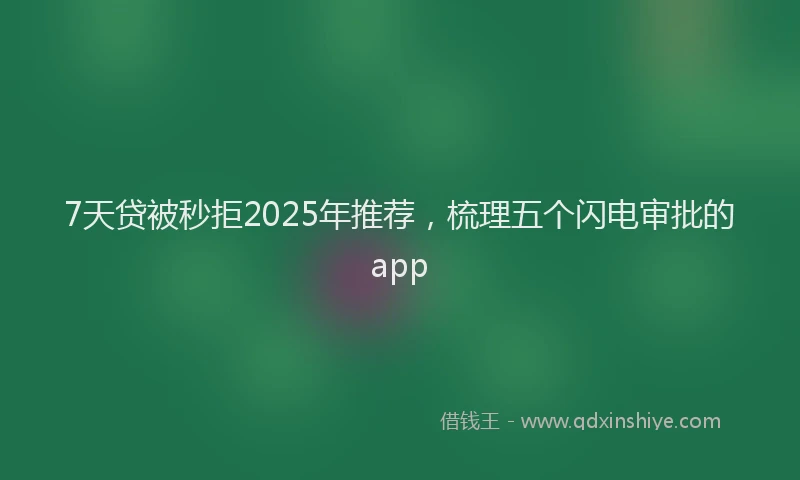 7天贷被秒拒2025年推荐，梳理五个闪电审批的app