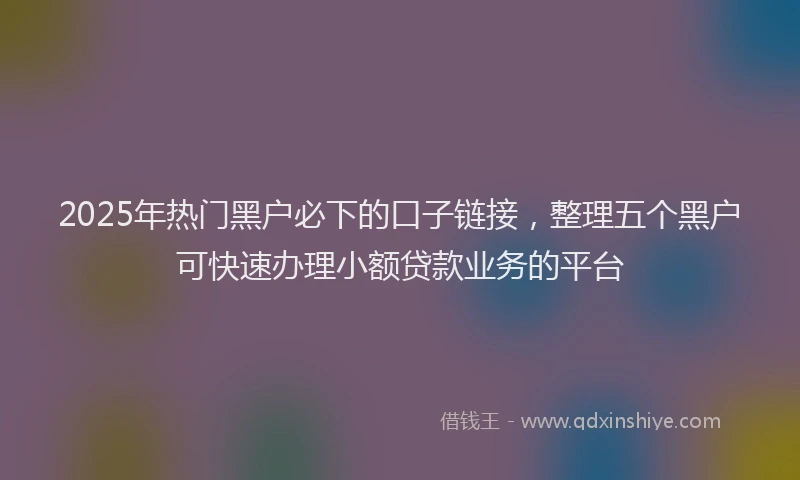 2025年热门黑户必下的口子链接，整理五个黑户可快速办理小额贷款业务的平台