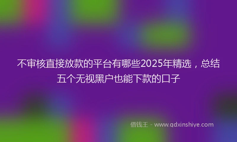 不审核直接放款的平台有哪些2025年精选，总结五个无视黑户也能下款的口子