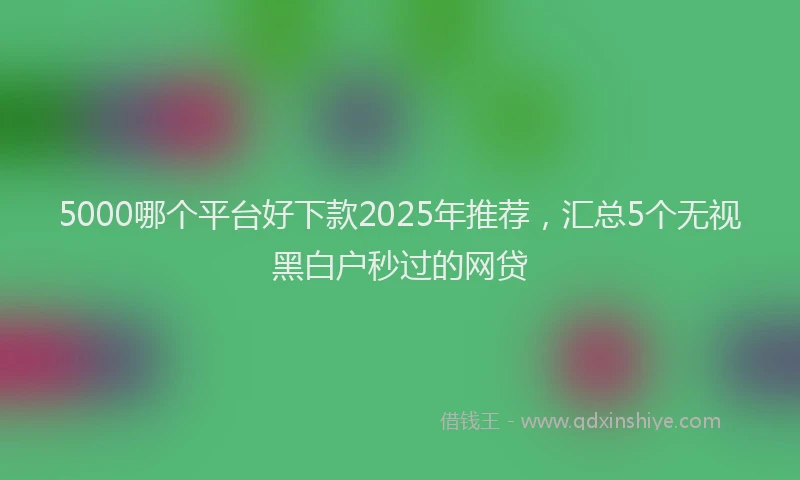 5000哪个平台好下款2025年推荐，汇总5个无视黑白户秒过的网贷