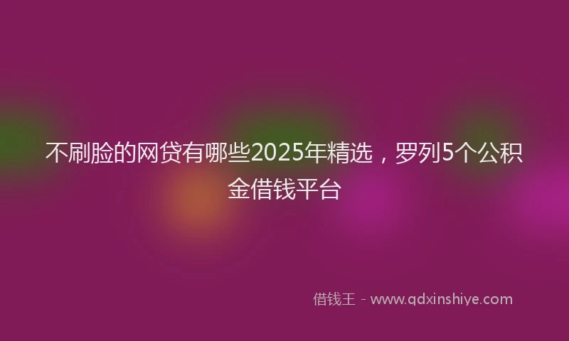 不刷脸的网贷有哪些2025年精选，罗列5个公积金借钱平台