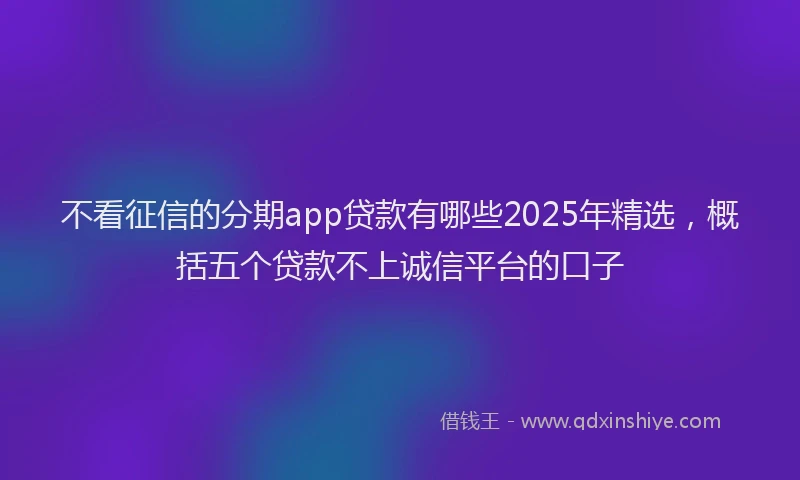 不看征信的分期app贷款有哪些2025年精选，概括五个贷款不上诚信平台的口子
