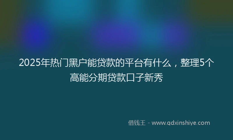 2025年热门黑户能贷款的平台有什么，整理5个高能分期贷款口子新秀