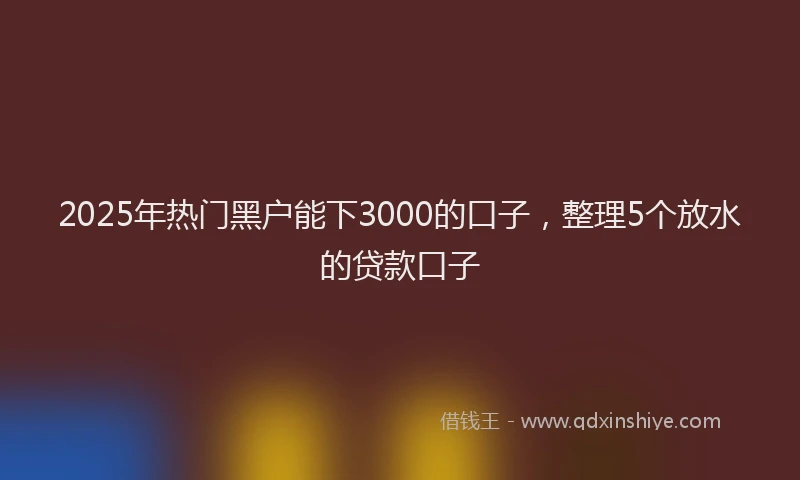 2025年热门黑户能下3000的口子，整理5个放水的贷款口子