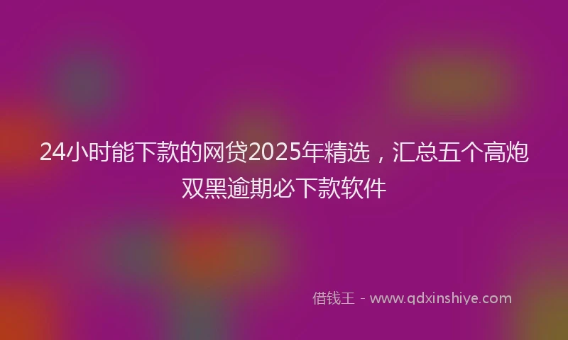 24小时能下款的网贷2025年精选，汇总五个高炮双黑逾期必下款软件