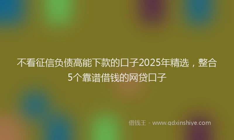 不看征信负债高能下款的口子2025年精选，整合5个靠谱借钱的网贷口子