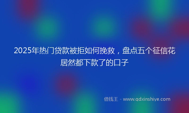 2025年热门贷款被拒如何挽救，盘点五个征信花居然都下款了的口子