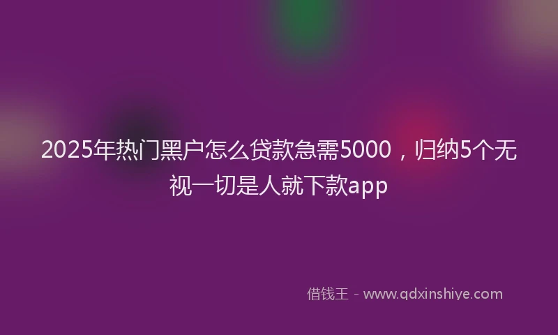 2025年热门黑户怎么贷款急需5000，归纳5个无视一切是人就下款app