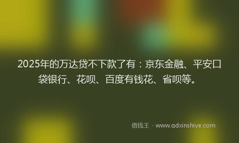 2025年的万达贷不下款了有：京东金融、平安口袋银行、花呗、百度有钱花、省呗等。