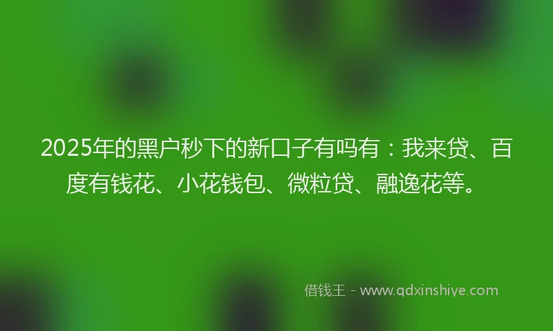 2025年的黑户秒下的新口子有吗有：我来贷、百度有钱花、小花钱包、微粒贷、融逸花等。