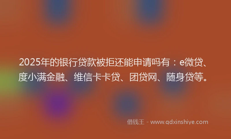2025年的银行贷款被拒还能申请吗有：e微贷、度小满金融、维信卡卡贷、团贷网、随身贷等。