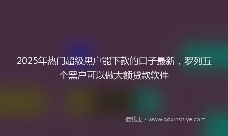 2025年热门超级黑户能下款的口子最新，罗列五个黑户可以做大额贷款软件