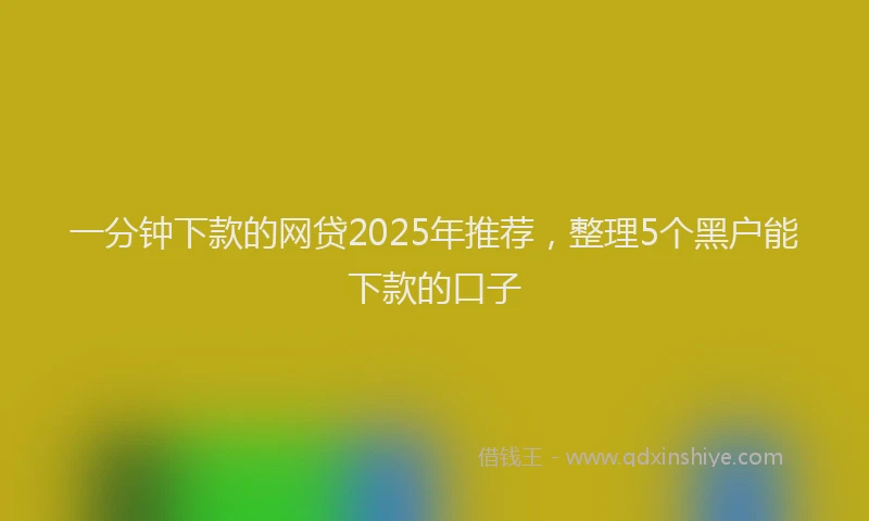 一分钟下款的网贷2025年推荐，整理5个黑户能下款的口子
