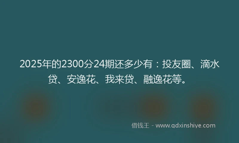 2025年的2300分24期还多少有：投友圈、滴水贷、安逸花、我来贷、融逸花等。
