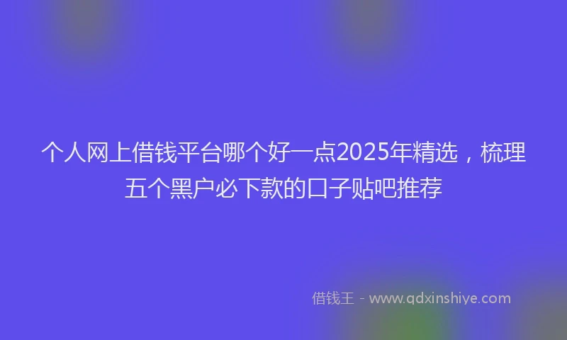 个人网上借钱平台哪个好一点2025年精选，梳理五个黑户必下款的口子贴吧推荐