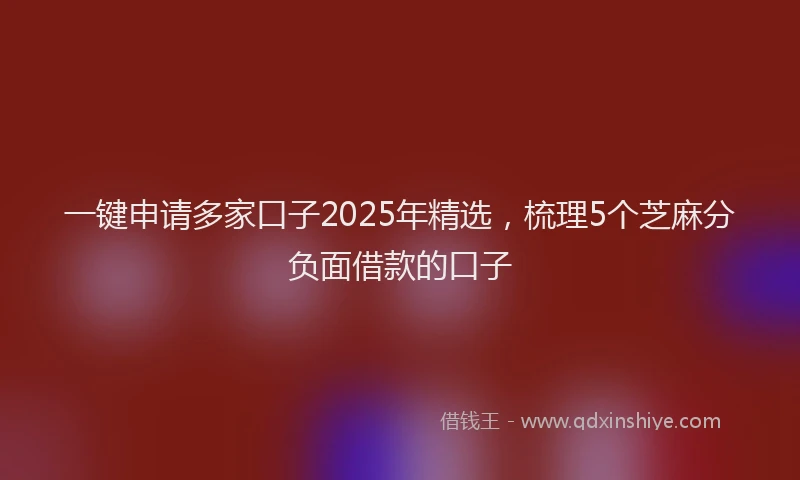 一键申请多家口子2025年精选，梳理5个芝麻分负面借款的口子