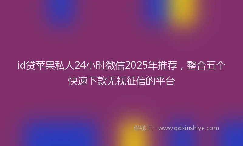 id贷苹果私人24小时微信2025年推荐，整合五个快速下款无视征信的平台