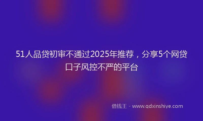 51人品贷初审不通过2025年推荐，分享5个网贷口子风控不严的平台