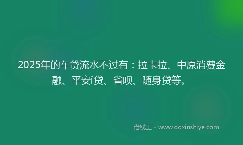 2025年的车贷流水不过有：拉卡拉、中原消费金融、平安i贷、省呗、随身贷等。