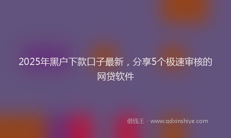 2025年黑户下款口子最新，分享5个极速审核的网贷软件
