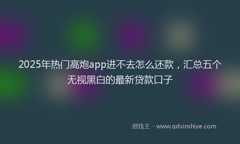 2025年热门高炮app进不去怎么还款，汇总五个无视黑白的最新贷款口子