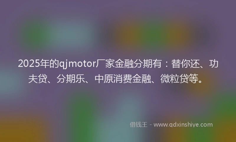 2025年的qjmotor厂家金融分期有：替你还、功夫贷、分期乐、中原消费金融、微粒贷等。