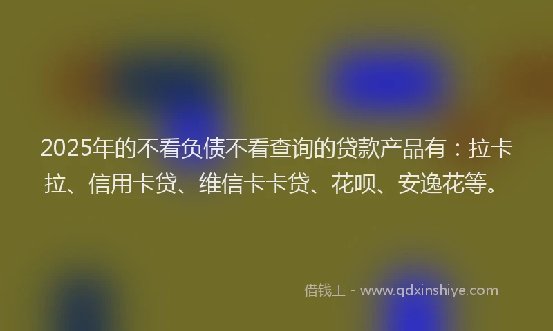2025年的不看负债不看查询的贷款产品有：拉卡拉、信用卡贷、维信卡卡贷、花呗、安逸花等。