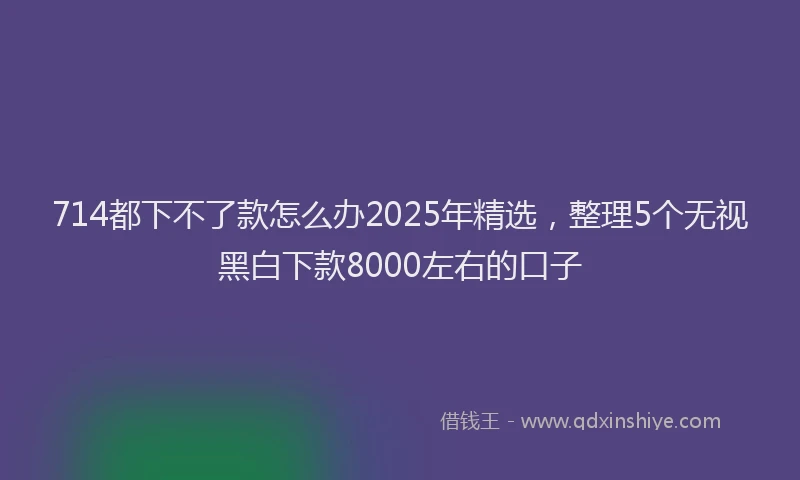 714都下不了款怎么办2025年精选，整理5个无视黑白下款8000左右的口子