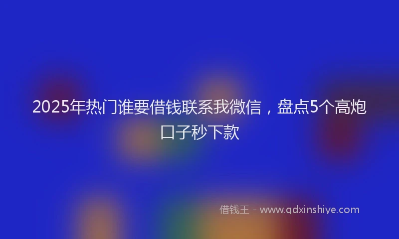 2025年热门谁要借钱联系我微信，盘点5个高炮口子秒下款