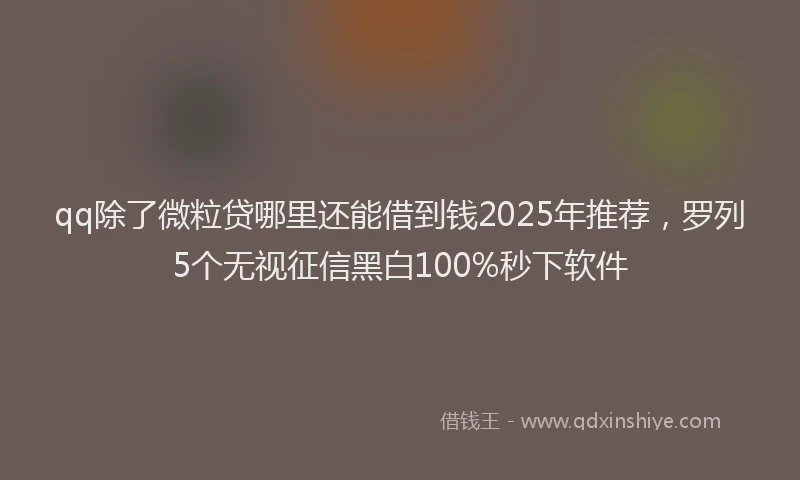qq除了微粒贷哪里还能借到钱2025年推荐，罗列5个无视征信黑白100%秒下软件