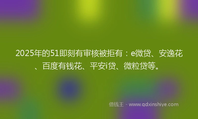 2025年的51即刻有审核被拒有：e微贷、安逸花、百度有钱花、平安i贷、微粒贷等。