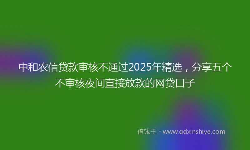 中和农信贷款审核不通过2025年精选，分享五个不审核夜间直接放款的网贷口子