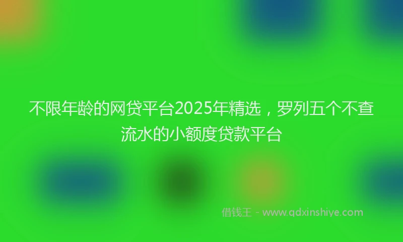 不限年龄的网贷平台2025年精选，罗列五个不查流水的小额度贷款平台